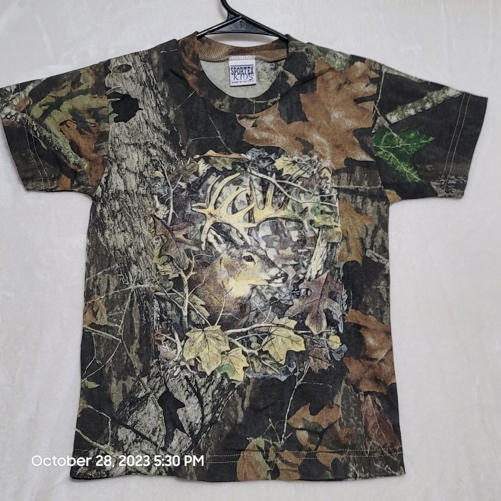 Kids Camo T Shirt Size M Medium Short Sleeve Camouflage Mossy Oak